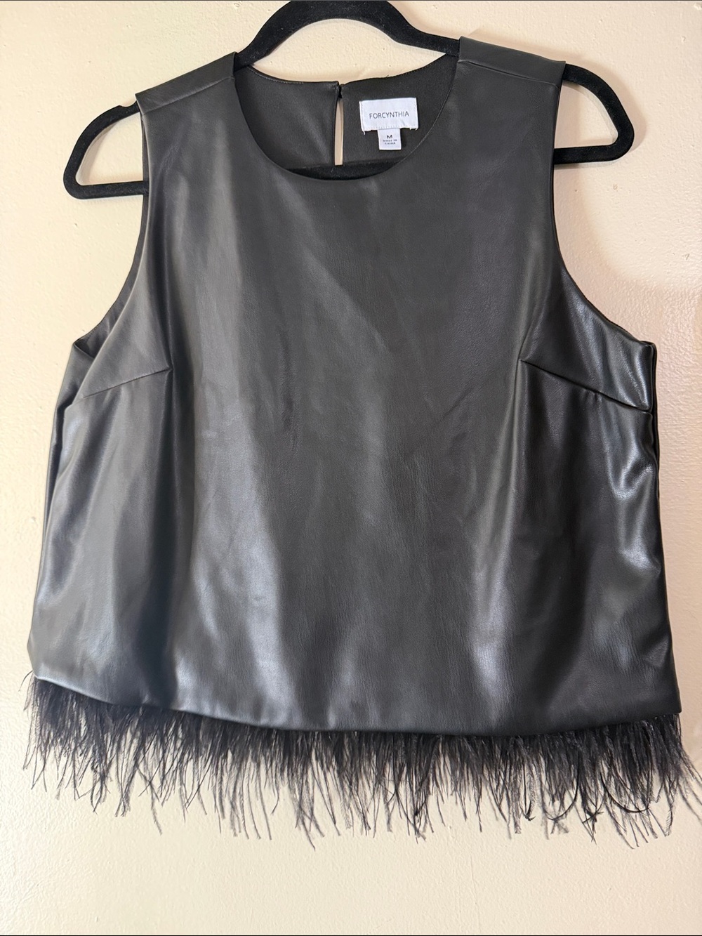 For Cynthia faux leather and fur sleeveless top